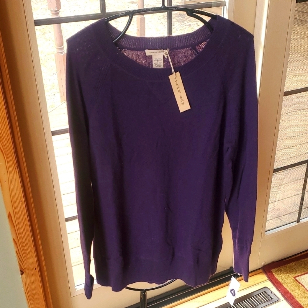 Vertical Designs 100% Wool & Cashmere Purple Women's Sz. XL Sweater